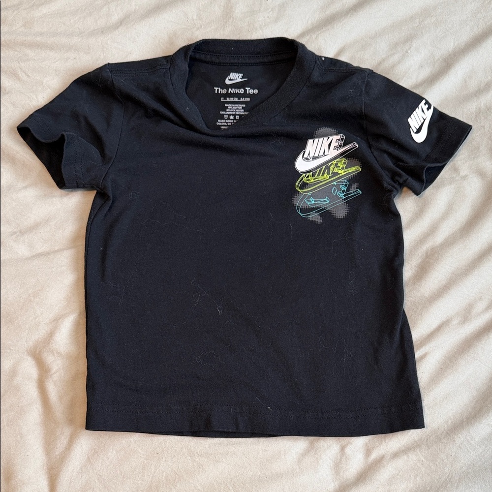 Nike Kids Black Tee with Neon Graphics